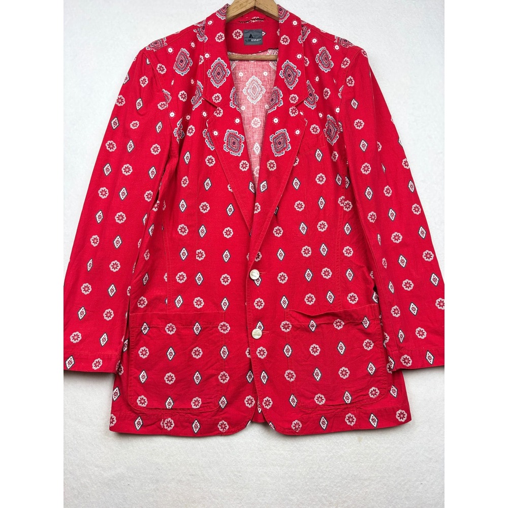 Lizwear Bandana Print Blazer Womens 12 Western Boho Vintage